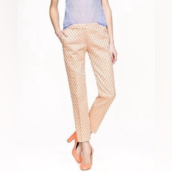 NWT never worn J. Crew Collection cafe capri in gilded dot melon brocade, size 6 - Picture 1 of 10